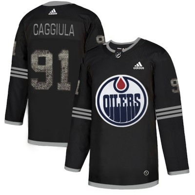 Adidas Edmonton Oilers #91 Drake Caggiula Black Authentic Classic Stitched NHL Jersey Men's